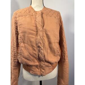 Anthropologie Hei Hei Rust Orange Quilted Zip Bomber Jacket Size L